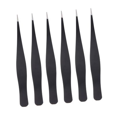 NOLITOY 6pcs Stainless Steel Eyelash Tweezers for Easy Application and Removal of False Lashes Durable Grooming Tools for Eyebrows and Eyelash Grafting Lightweight and Eco-friendly Design