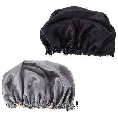 Baluue 2pcs Satin Sleep Bonnet Hair Nets for Women Shower Cap Hair Loss Cap for Bathroom Use