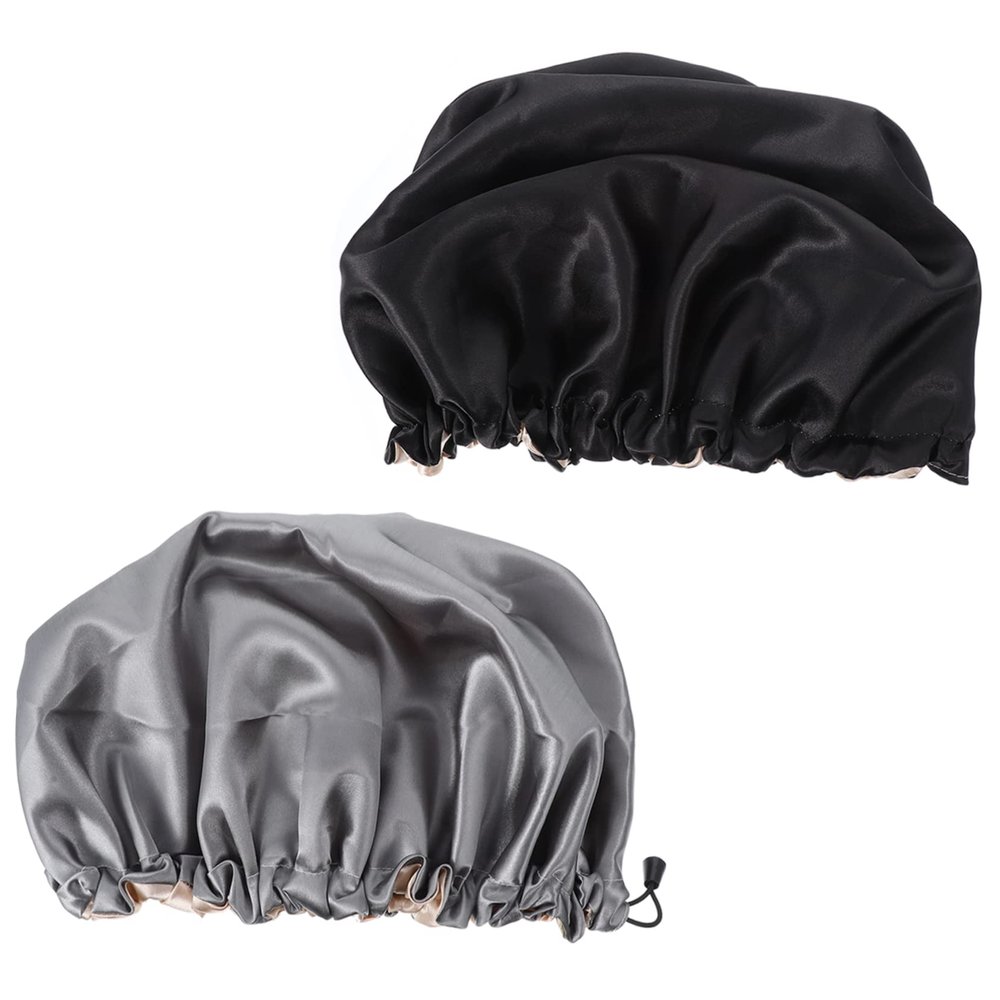 Baluue 2pcs Satin Sleep Bonnet Hair Nets for Women Shower Cap Hair Loss Cap for Bathroom Use
