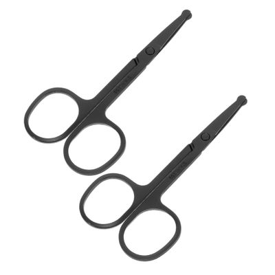 FOMIYES 2pcs Stainless Steel Grooming Scissors Portable Round Tip Beard Eyebrow and Nose Hair Scissors for Men and Women Compact Beauty Tools for Safe Trimming
