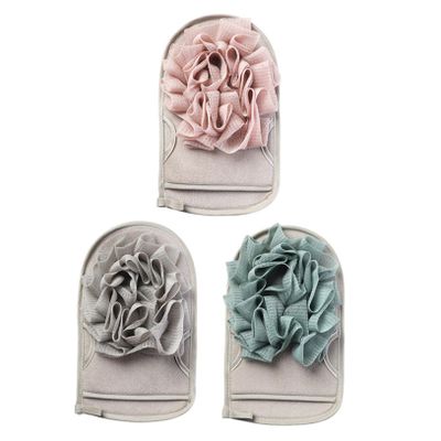 HONMEET 3pcs Reusable Exfoliating Bath Mitt Dual-sided Scrubbing Gloves for Skin Care Shower Random Colors Light