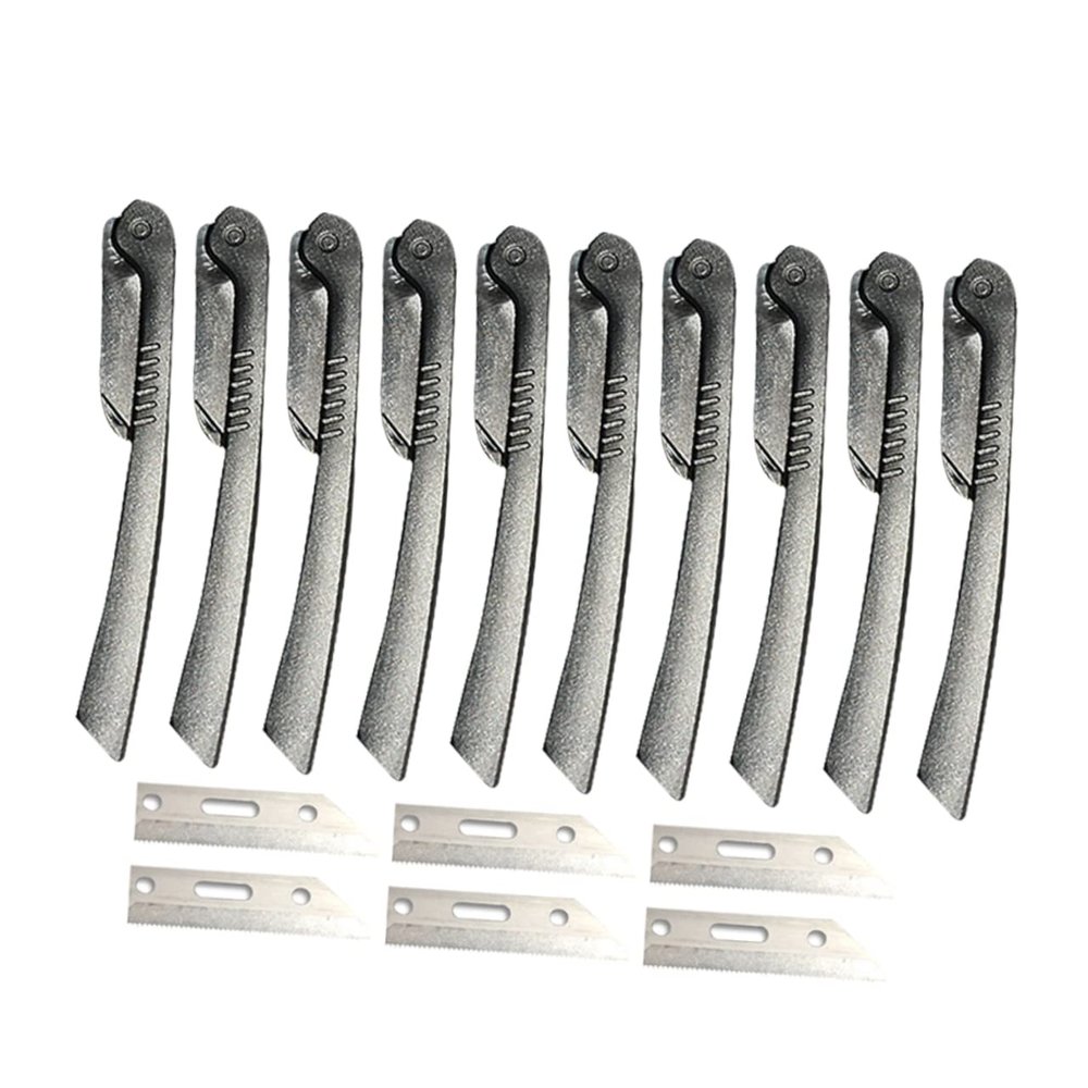 Ipetboom Foldable Eyebrow Razor Set 10pcs with Stainless Steel Blades Makeup Tool for Travel