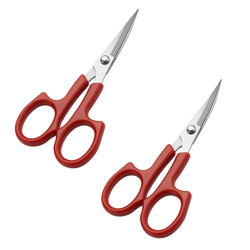 MERRYHAPY 2pcs Stainless Steel Eyebrow Scissors Red Multifunction Grooming Tool for Precision Eyebrow and Beard Trimming for Facial Hair and Eyelash Care