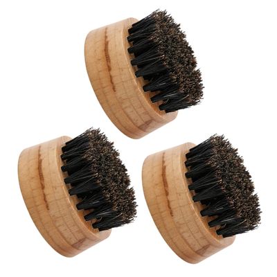 Ipetboom 3pcs Natural Boar Bristle Beard Brush for Men Ergonomic Wooden Design for Grooming and Care for Beard Maintenance and Travel
