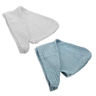 Baluue 2pcs Water Absorbent Hair Drying Caps Quick Drying Waffle Texture Shower Towels for Women Soft and Comfortable Hair Wraps White Blue