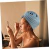 Baluue 2pcs Water Absorbent Hair Drying Caps Quick Drying Waffle Texture Shower Towels for Women Soft and Comfortable Hair Wraps White Blue view 3