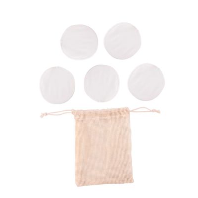 Baluue 6pcs Fiber Makeup Remover Pads Set Washable Storage Bag Reusable Facial Cleansing Rounds for All Skin Types Makeup Removal Accessories