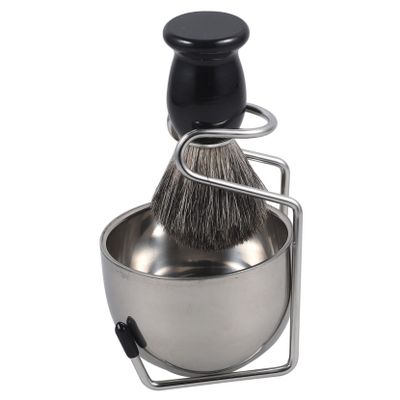 Outanaya 1set Men Beard Shaving Brush Set with Stand and Bowl Handle Hair Brush Shaving Kit for Home Use and Barber Shops