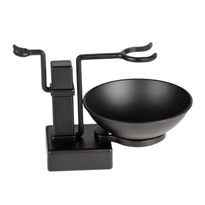 Didiseaon 2pcs Shaving Rack Set Soap Bowl and Brush Stand Metal Shaving Accessories for Men and Space-saving Design Black