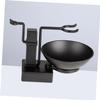 Didiseaon 2pcs Shaving Rack Set Soap Bowl and Brush Stand Metal Shaving Accessories for Men and Space-saving Design Black view 3