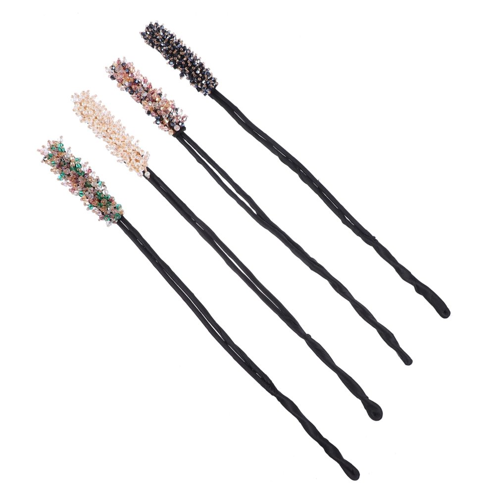 HAPINARY 4pcs Hair Bun Maker Rhinestone Curler for Women Hair Donuts Accessories for Easy Styling for Parties and Daily Use