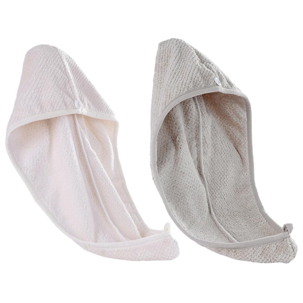 Beatifufu 2pcs Microfiber Hair Drying Cap Towels Super Absorbent Quick Dry Hair Hats Random Colors