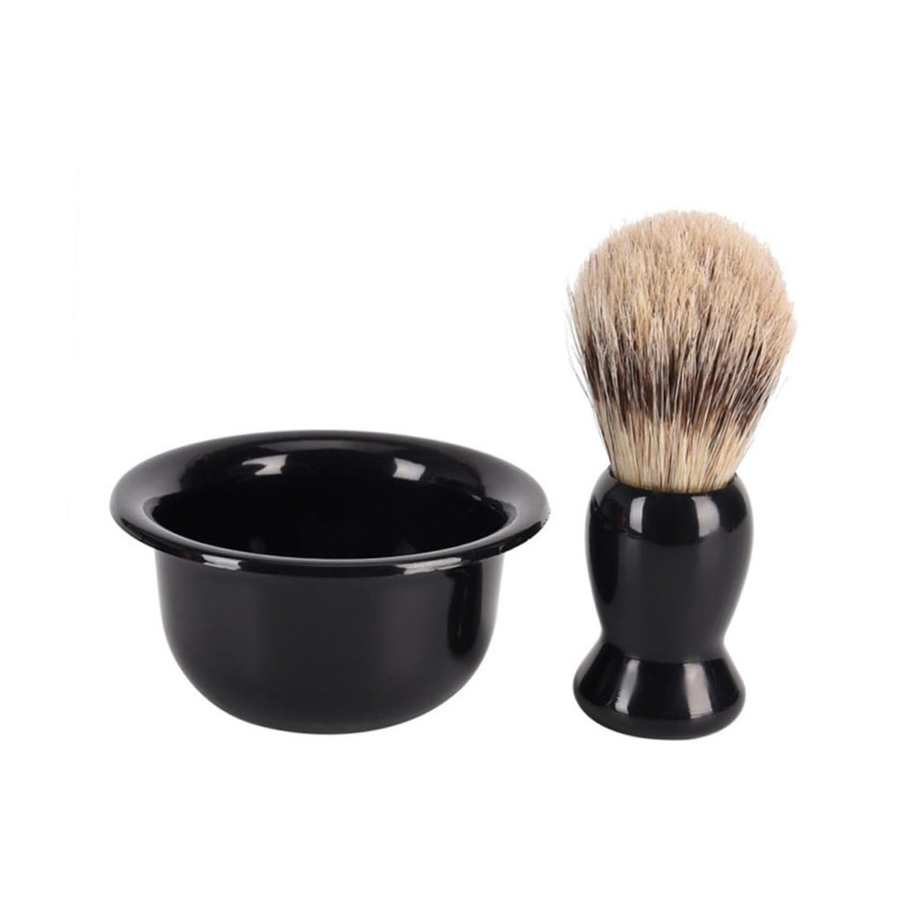 Ipetboom Plastic Shaving Brush Set Bristles and Practical Bowl Rack for Easy Storage and Cleaning for Beard Grooming and Maintenance