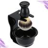 Ipetboom Plastic Shaving Brush Set Bristles and Practical Bowl Rack for Easy Storage and Cleaning for Beard Grooming and Maintenance view 2