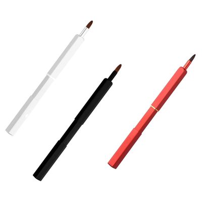 Beatifufu 3pcs Retractable Lip Brushes Portable Makeup Applicators for Women Includes Red Silver and Black Lipstick Brushes for Precise Application and Blending