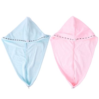 Baluue 2pcs Microfiber Hair Drying Caps Fast Drying Shower Towels for Women Soft and Absorbent Hair Wraps in Light Pink and Light Blue for Home and Travel