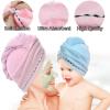 Baluue 2pcs Microfiber Hair Drying Caps Fast Drying Shower Towels for Women Soft and Absorbent Hair Wraps in Light Pink and Light Blue for Home and Travel view 3