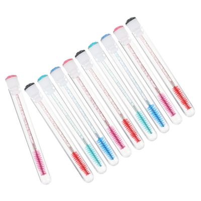 Baluue 10pcs Rhinestone Eyelash Brushes Spiral Eyelash Wands for Women Portable Eyebrow Comb Tube for Travel and Daily Use
