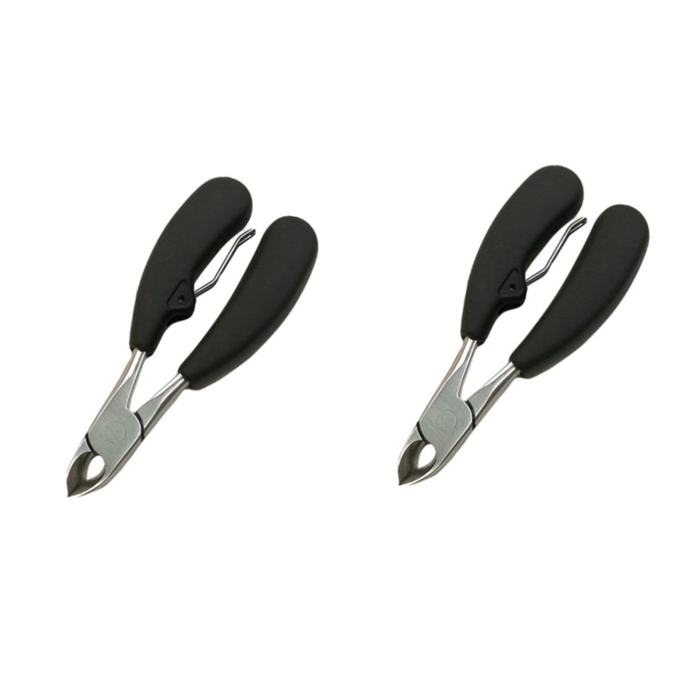 HAPINARY 2pcs Toenail Clippers Curved Blades Non-Slip Handle Nail Tech Supplies for Thick Ingrown Nails