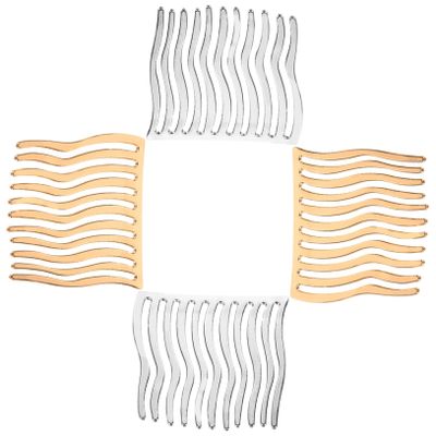 Beatifufu 4pcs Flexible Side Combs for Hair Styling Metal Hair Combs for Women for Wedding Veils and Daily Use Gold and Silver Accessories