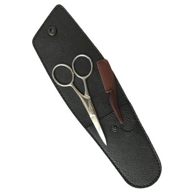 OSOLADY Beard and Mustache Grooming Kit Eyebrow Trimmer Scissors with Comb Stainless Steel Shear Cutter for Men