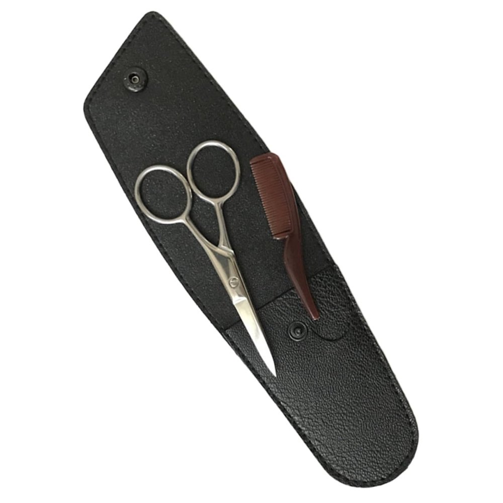 OSOLADY Beard and Mustache Grooming Kit Eyebrow Trimmer Scissors with Comb Stainless Steel Shear Cutter for Men