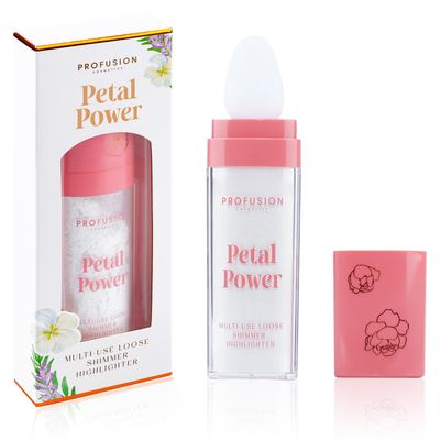 Profusion Cosmetics Petal Power Face & Body Highlighter - Non Sticky Buildable Luminizer Two Shade Kit with Applicator Sponge, Lightweight, Vegan & CrueltyFree Makeup (White Gold)