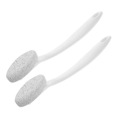 Beatifufu 2pcs Long Handle Foot File for Hard Skin Removal Pumice Brush for Feet Exfoliation Dead Skin Remover and Heel Scraper for