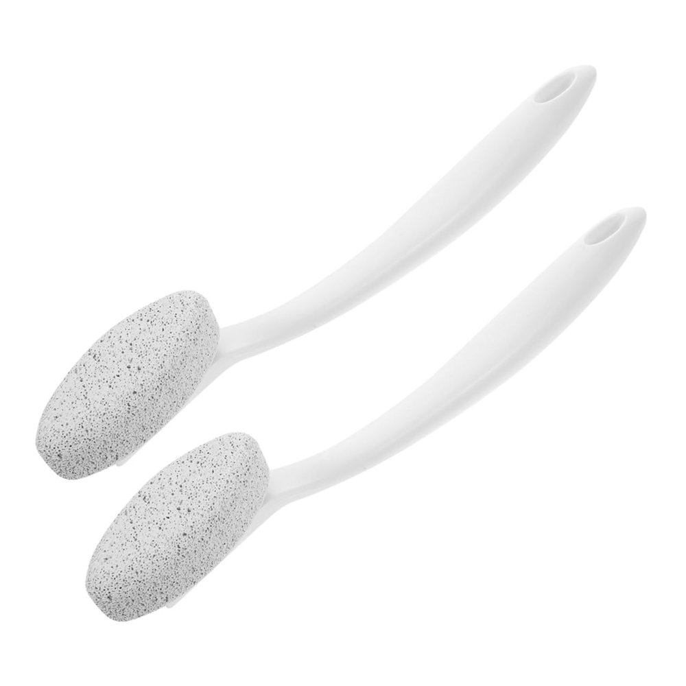 Beatifufu 2pcs Long Handle Foot File for Hard Skin Removal Pumice Brush for Feet Exfoliation Dead Skin Remover and Heel Scraper for