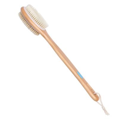 Didiseaon Antiskid Silicone Massage Brush Double-Sided Hard Bristles Ergonomic Design for Deep Cleaning and Comfort for Home Bathroom Use Natural Wood Color