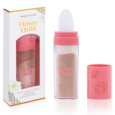 Profusion Cosmetics Flower Child Face and Body Highlighter - Non Sticky Buildable Luminizer Two Shade Kit with Applicator Sponge, Lightweight, Vegan & CrueltyFree Makeup (Bronze Gold)
