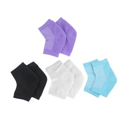 Beatifufu 4pairs Moisturizing Gel Heel Socks for Dry Cracked Feet Reusable Breathable Heel Protectors in White Black Comfortable Foot Treatment Sleeves