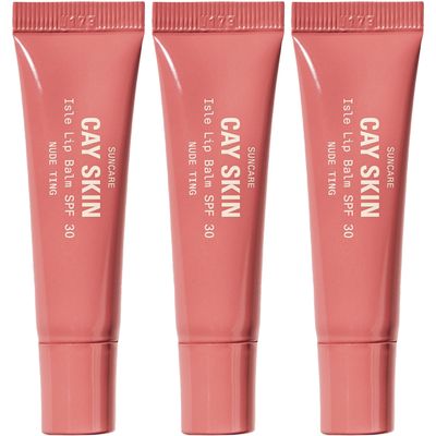 Cay Skin Isle Lip Balm SPF 30  High Shine, Hydrating + Sheer Lip Gloss in Vanilla Brown Sugar Flavor  Formulated with Natural Ingredients for All Skin Tones  3-Pack, Nude Ting, 1.05 oz