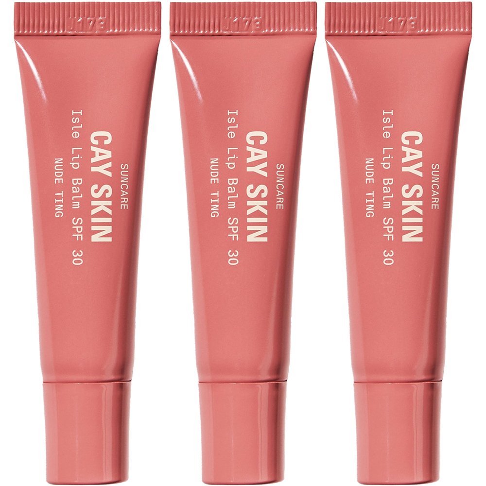 Cay Skin Isle Lip Balm SPF 30  High Shine, Hydrating + Sheer Lip Gloss in Vanilla Brown Sugar Flavor  Formulated with Natural Ingredients for All Skin Tones  3-Pack, Nude Ting, 1.05 oz
