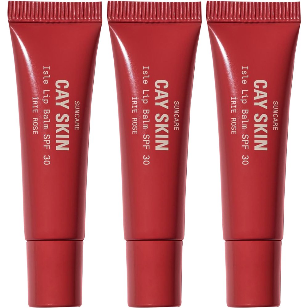 Cay Skin Isle Lip Balm SPF 30  High Shine, Hydrating + Sheer Lip Gloss in Vanilla Brown Sugar Flavor  Formulated with Natural Ingredients for All Skin Tones  3-Pack, Irie Rose, 1.05 oz