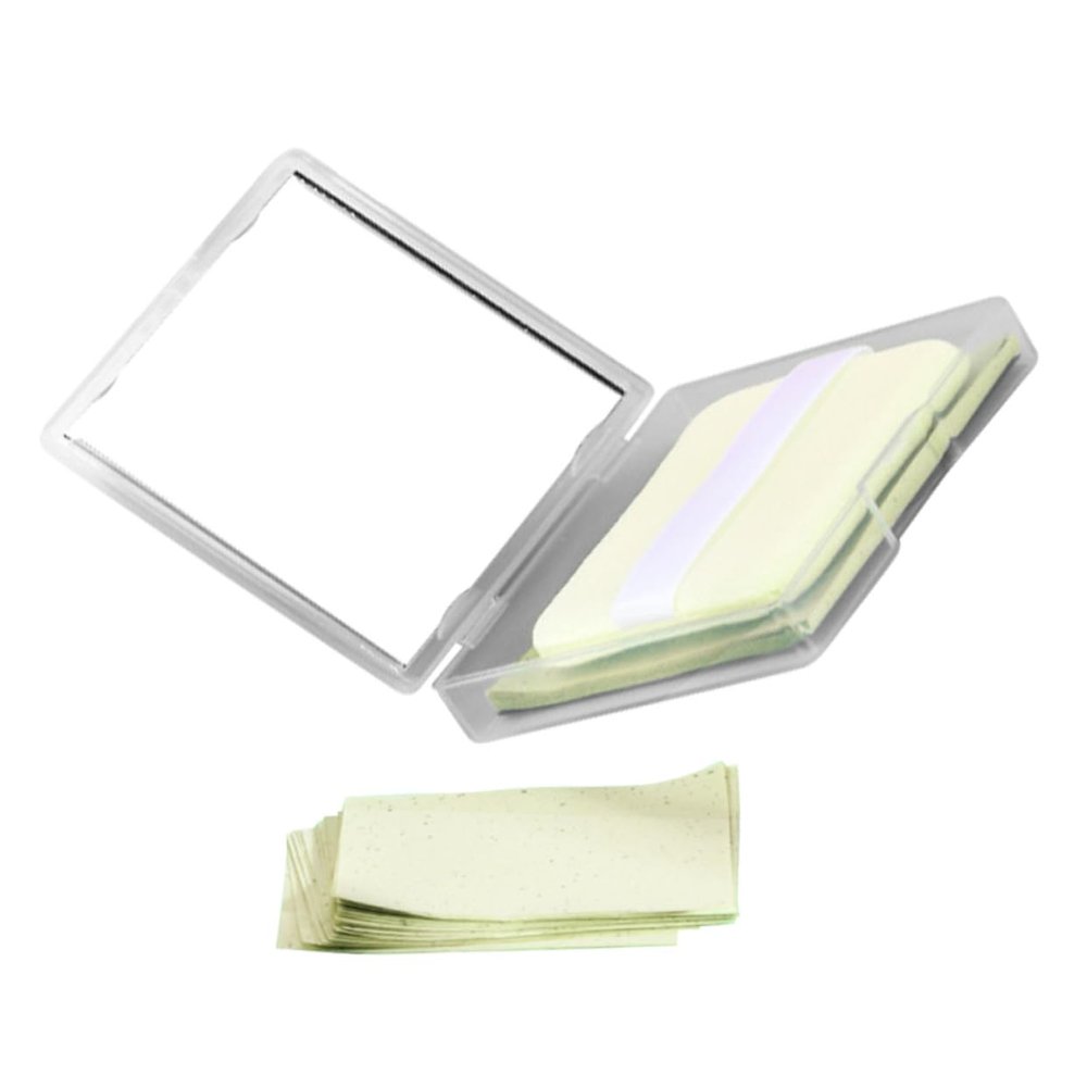 MERRYHAPY Oil Absorbing Sheets for Oily Skin Green Tea Blotting Paper with Mirror Compact Face Wipes for Men and Women Quickly Control Shine and Absorb Excess Oil