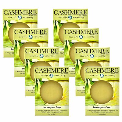 Cashmere Bath Handmade Cold Process Bar Soap - Soothing Lemongrass Soap | Cleansing and Moisturizing, Exfoliating Properties | Natural | Vegan | 6oz | Case of (8)