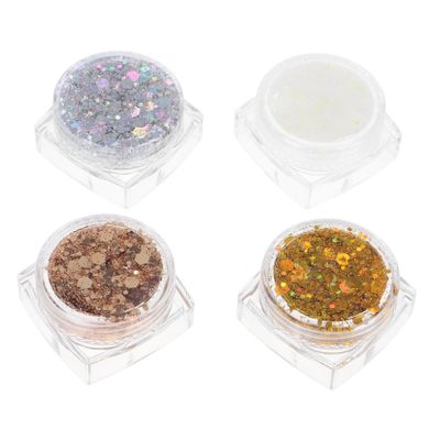 FOMIYES Boys and Girls Party Makeup 4 Color Mermaid Sequins Hair Glitter Non-Glue Body Glitter for Halloween Stage Shows