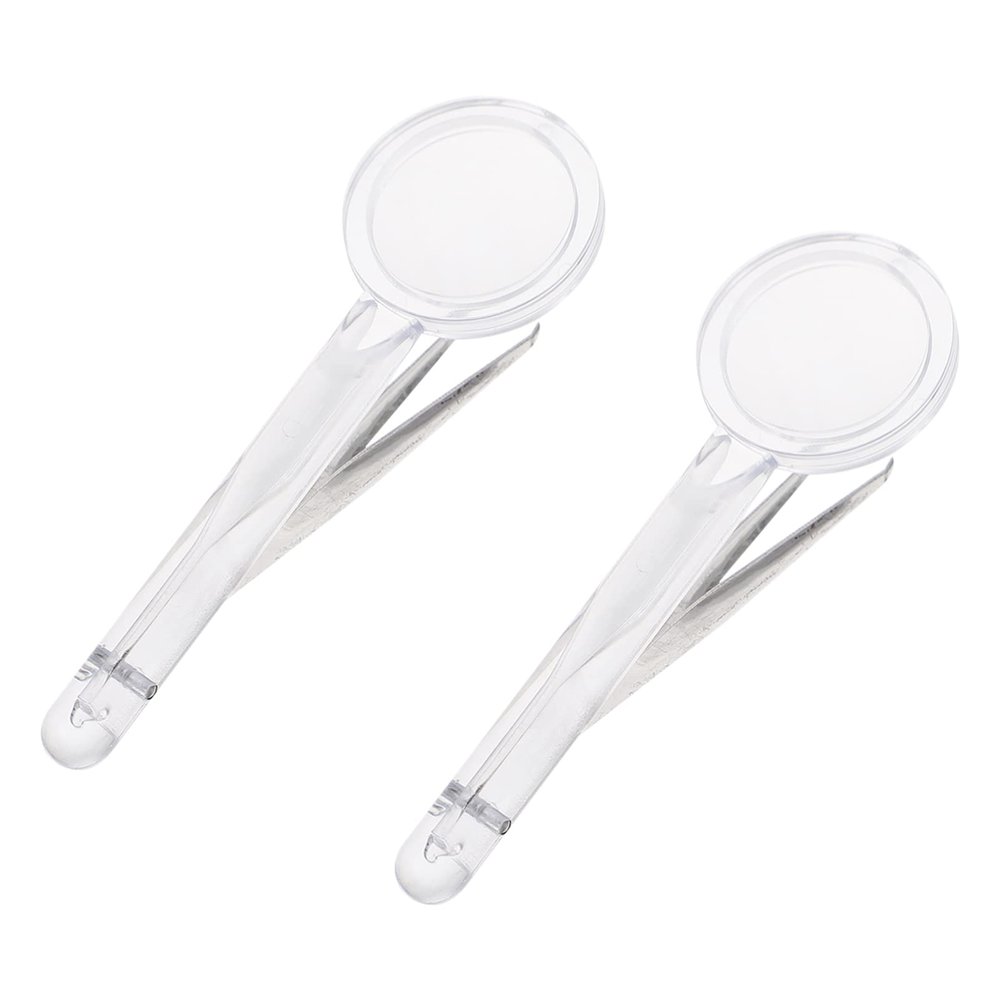 BUTIFULSIC 2pcs Portable Handheld Magnifying Glass Tweezers High-Power Optical Lens for Home Repair Reading and Detailed Inspection Tasks