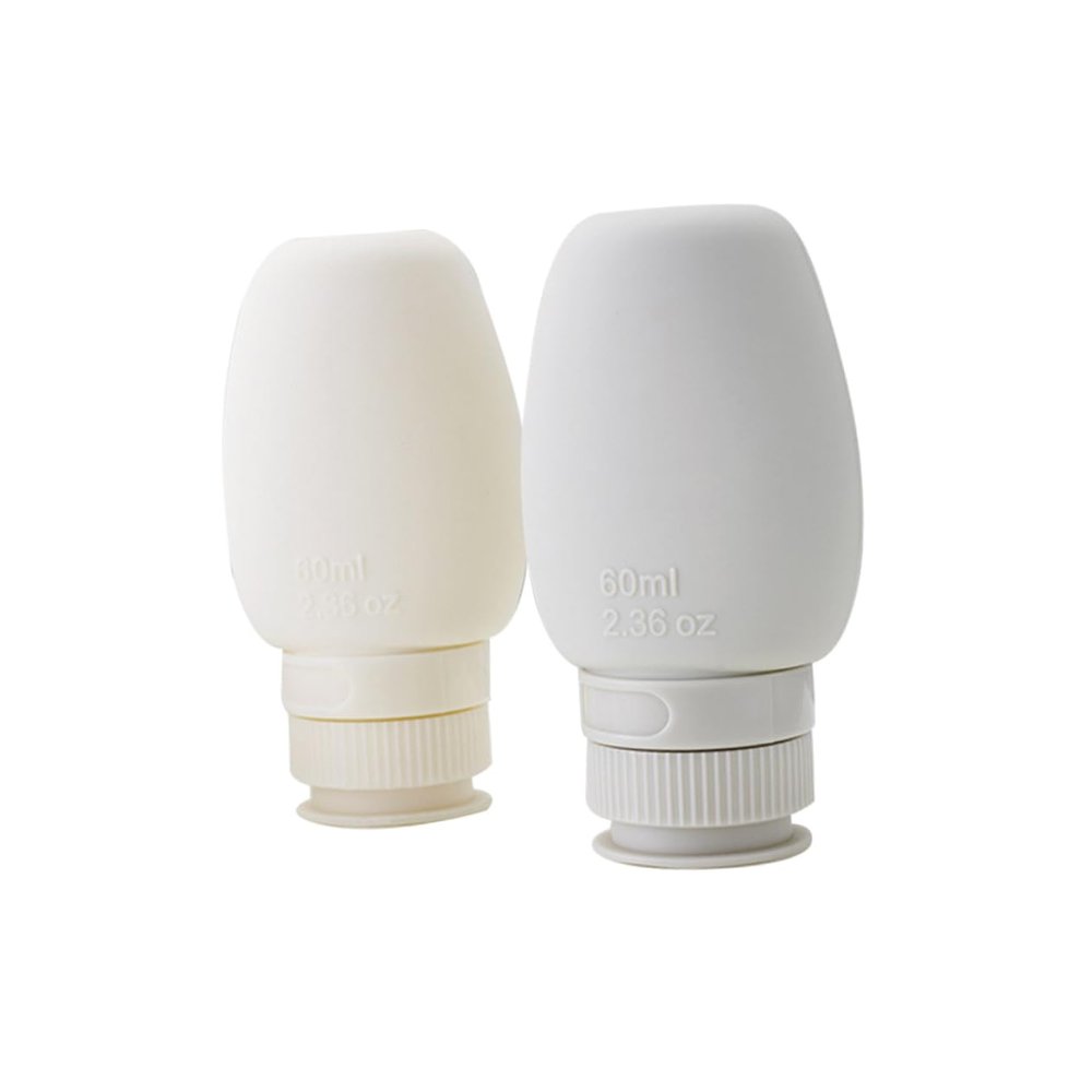 Beatifufu 2pcs Silicone Travel Bottle Refillable Leakproof Toiletries Container Each for Shampoo Lotion and Cosmetics Portable Lightweight Design for Travel and Outdoor Activities