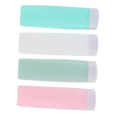 Baluue 4pcs Silicone Travel Bottles Empty Cosmetic Containers Pump Reusable Liquid Dispensers for Travel