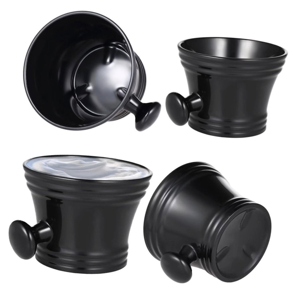 FOMIYES Shaving Bowl for Men Stylish Shaving Soap Cup Black Plastic Comfortable to Hold Handle