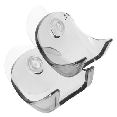 PAMINGONO 2pcs Suction Cup Razor Rack Shower Organizer for Shaving Tools Easy Install Wall Holder Durable Plastic Gray for Bathroom and Salon Storage