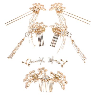 Didiseaon Chinese Traditional Bridal Hair Accessories Hairpins for Wedding Cultural Wedding Headdress Hair Clips for Bride and Bridesmaids
