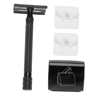 IWOWHERO Double-sided Vintage Manual Razor Set for Men Comfortable Grip Shaving Tool with Blade Recycling Box and Stand Beard Grooming Experience
