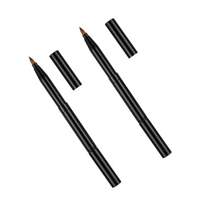 Baluue 2pcs Double-ended Makeup Brush Lip Brush Eyeliner Dual Purpose Cosmetics Material Retractable Design Easy to Clean