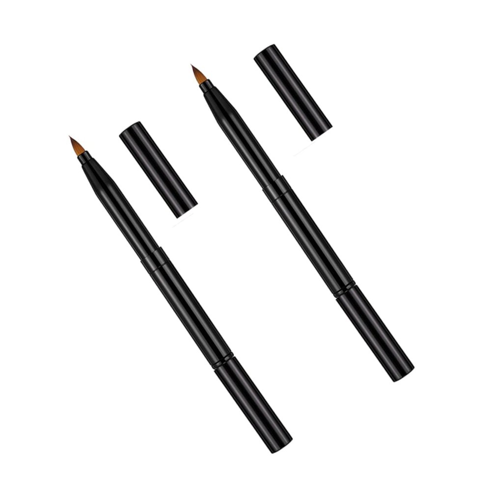 Baluue 2pcs Double-ended Makeup Brush Lip Brush Eyeliner Dual Purpose Cosmetics Material Retractable Design Easy to Clean