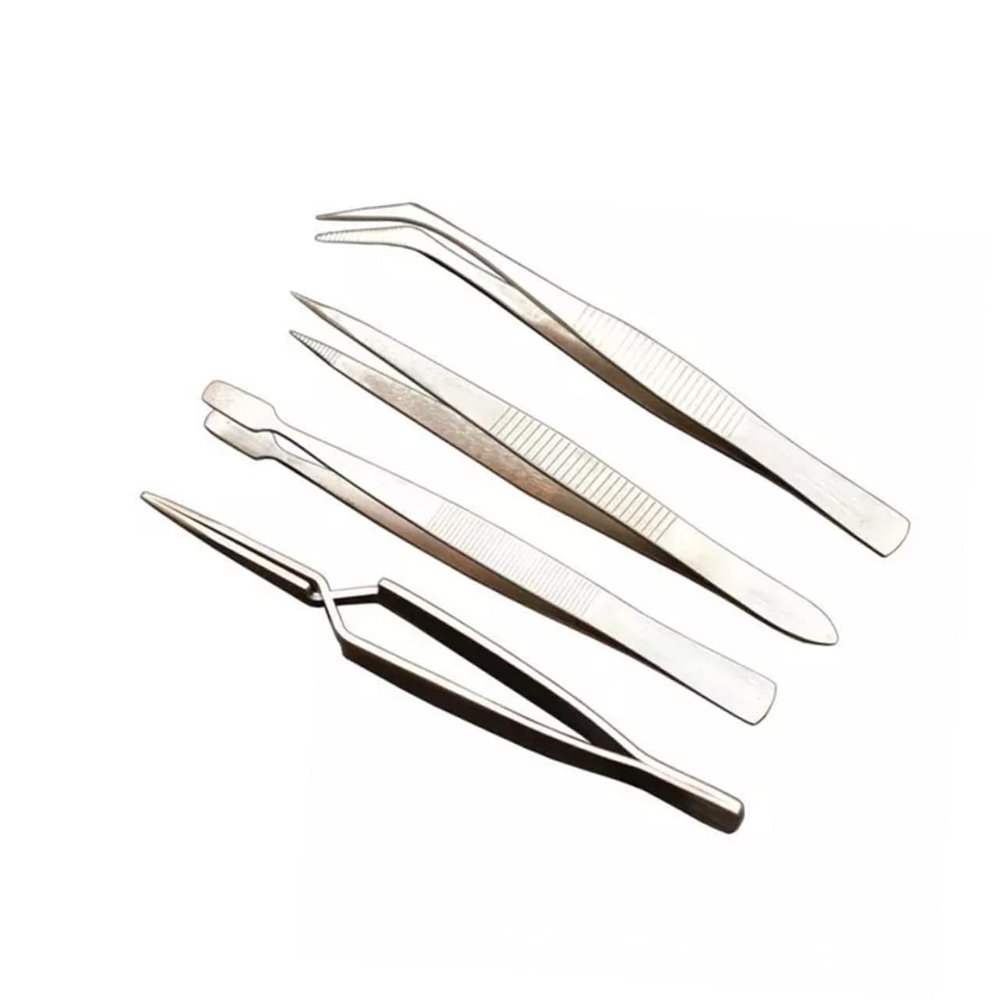 Beatifufu 4pcs Steel Jewelry Making Pliers Set Pointed Tweezers Kit for Diy Manicure Makeup Gems Professional Nail Repair Tools
