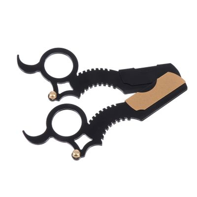 HONMEET 2pcs Men Vintage Razor Manual Shaver Beard Scissors Mustache Razor Safety Portable Barber Shaver