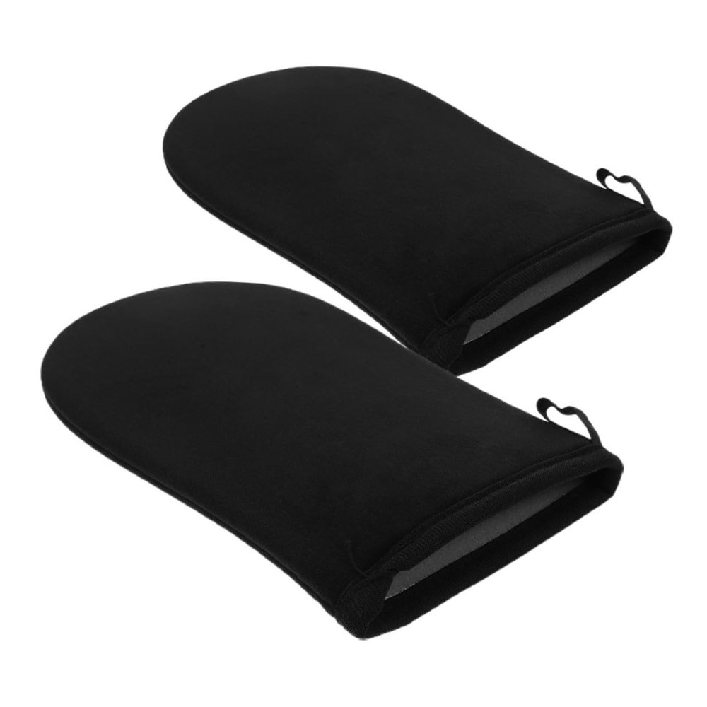 FOMIYES 1pair Self Tanning Mitt Applicator Glove Soft Material for Even Lotion Spread Sunless Tanning Black Reduces Product Waste Machine Washable Safe for Skin